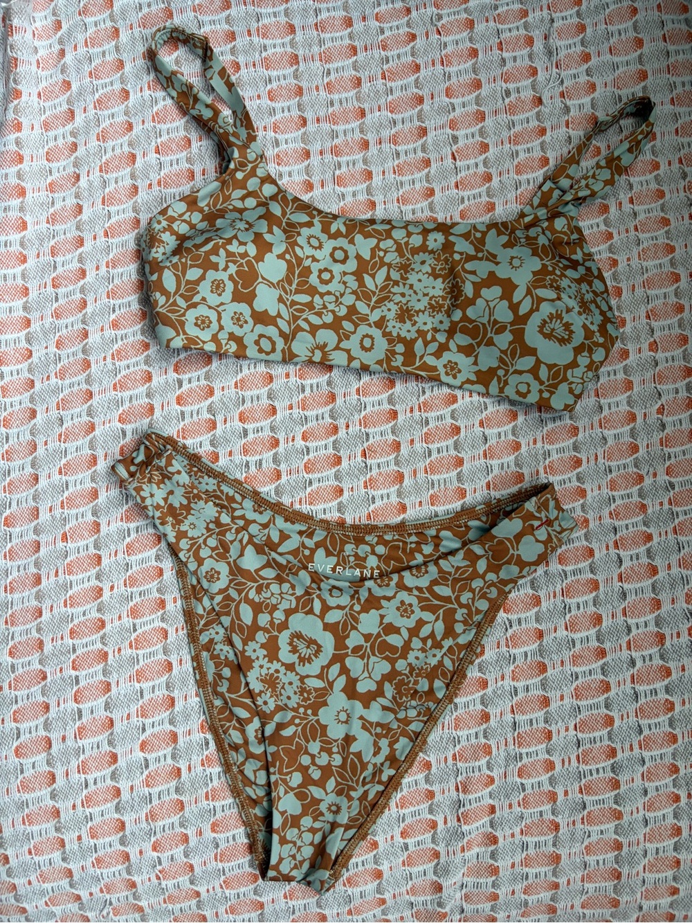 Everlane Brown & Mint Floral Women’s' Bikini Set XS
